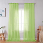 Simplebrand Lime Sheer Curtains 84 Inches Long, Light Filtering Rod Pocket - Image 5