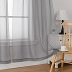Simplebrand Grey Short Sheer Curtains 45 Inch Length - Image 4