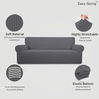 Easy-Going Stretch Oversized Sofa Couch Slipcover Washable Gray | 1-Piece Extra - Image 3