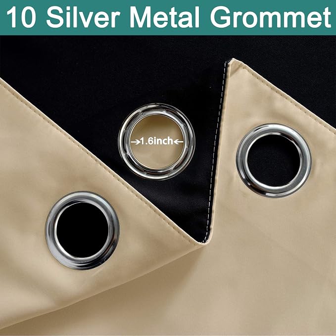 Yakamok Beige 100% Blackout Patio Door Curtain Panels W70 x L84, 1 Panel | - Image 6