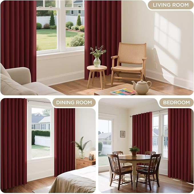 Joydeco Blackout Curtains 108 Inches Long, Thermal Insulated Black Out Curtains - Image 7