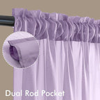 MIULEE Light Purple Sheer Curtains 90 Inches Long 4 Panels 42 x 90 Inches | - Image 3