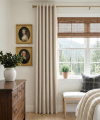 100% Blackout Linen Textured Curtains 108 Inch Long, Natural Flax | 100% - Image 2