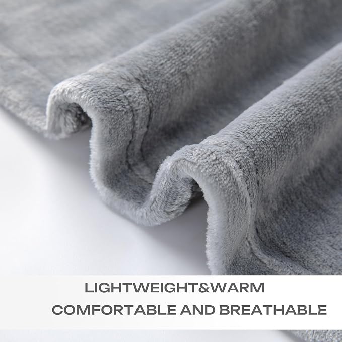 Grey Fleece Plush Throw Blanket 50"x60"for Couch Sofa Fuzzy Cozy Flannel | - Image 6
