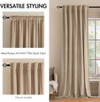 MIULEE Velvet Curtains 52x72 inches 2 Panels Camel Beige Blackout Curtains | - Image 2