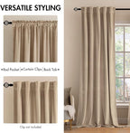 MIULEE Velvet Curtains 52x108 inches 2 Panels Camel Beige Blackout Curtains | - Image 2