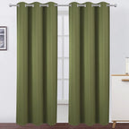 Olive Green Thermal Blackout Curtains/42 x 84 Inch/Set of 2 Panels Room by Lemomo