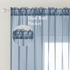 MIULEE Dusty Blue Sheer Curtains 54 X 72 Inches, 2 Panels | Solid Color - Image 2