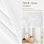 100% Blackout White Linen Curtains 40 Inches - Image 8