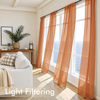 MIULEE Fall Orange Sheer Curtains 72 Inches Long 4 Panels 42 x 72 Inches | - Image 4