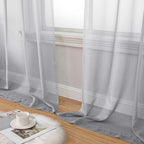 Light Grey Sheer Curtains for Bedroom Living Room 96 Inches Long 2 Panels - Image 8
