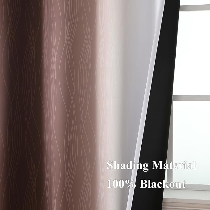 Brown and Greyish White Blackout Curtains 52Wx90L 2 Panels | Ombre Curtains - Image 5