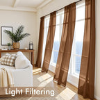 MIULEE Dark Brown Sheer Curtains 72 Inches Long 4 Panels 42 x 72 Inches | Light - Image 4