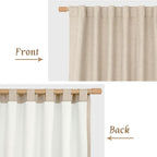 95 Inch 100% Blackout Linen Curtains 2 Panels - Image 7