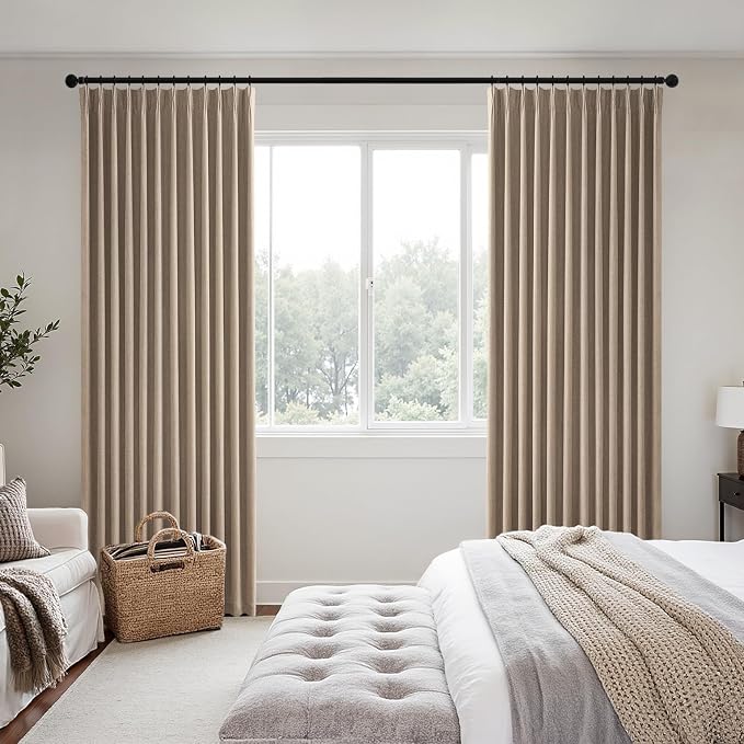 MIULEE Copper Brown Pinch Pleated 100% Blackout Curtains 40x108 Inches | Room - Image 2