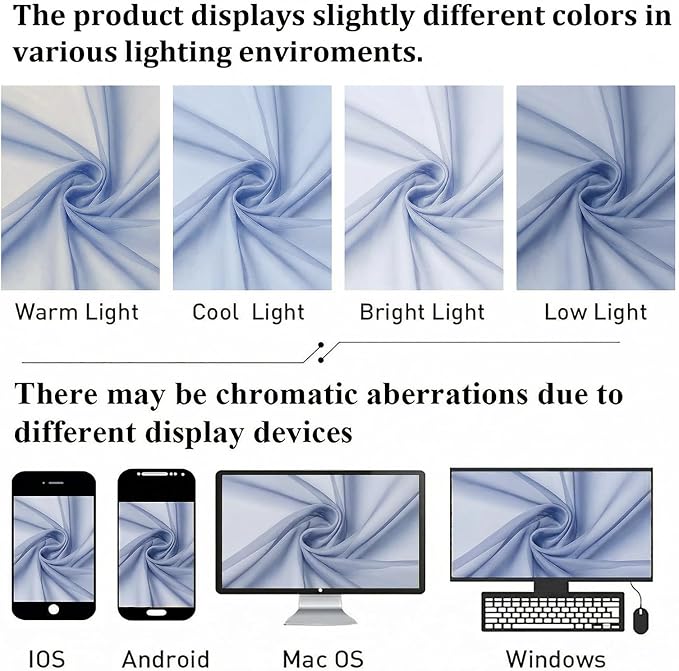 Denim Blue Sheer Curtains 96 Inches Long 2 Panels, Rod Pocket Light Filtering - Image 7