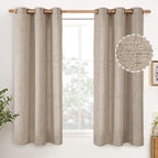 YoungsTex Short Linen Semi Sheer Curtains 45 lnch Length, Oatmeal Drapes | Tan by YoungsTex