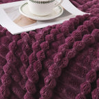 Amaranth Purple Throw Blanket for Couch Sofa 50”x60” Striped Design | Fleece - Image 5