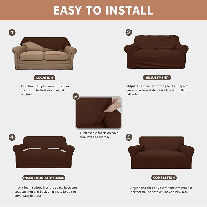 Easy-Going 100% Waterproof Loveseat Couch Cover Stretch Jacquard Sofa Cover | - Image 5