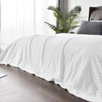 BEDELITE Ribbed Jacquard White Fleece Throw Blanket - Image 6