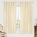 Semi Sheer Beige Linen Curtains 63 Inch Length by LAMIT