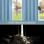 Blue 100% Blackout Linen Curtains 84 Inch 2 Panels - Image 3