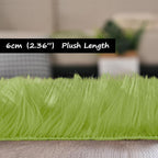 Goolela Lime Green Circle Area Rug 5ft Round Fluffy Faux Fur Rug - Image 3