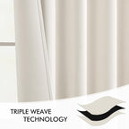 MIULEE Ivory Back Tab Blackout Curtains 52x84 Inch Length 2 Panels Set | Rod - Image 7