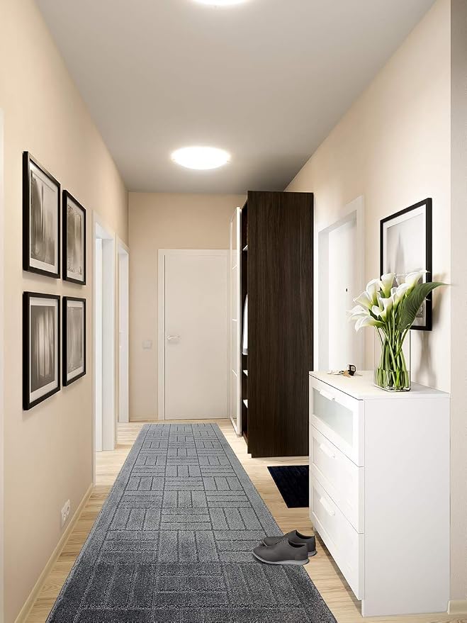 10 Ft Charcoal Hallway Runner Rug Non Slip Washable, Kitchen Entryway | Custom - Image 2