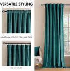 MIULEE Teal Velvet Curtains 52x90 inches 2 Panels Luxury Blackout Curtains | - Image 2