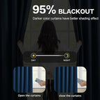 Navy Blackout Pleated Curtains 96 Inch Length Soft Polyester Blue Drapes - Image 3