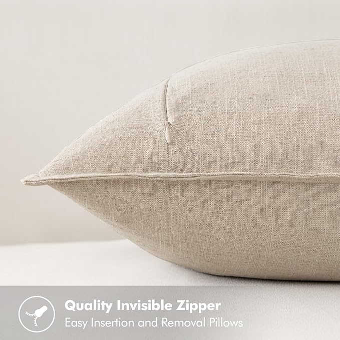 MIULEE Decorative Euro Sham Pillow Covers 26x26 Natural Beige | Boho Farmhouse​ - Image 3