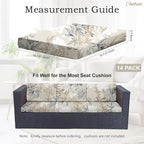 CALBODE 14Pcs Outdoor Stretch Cushion Covers, Waterproof Outdoor Chair Floral - Image 2