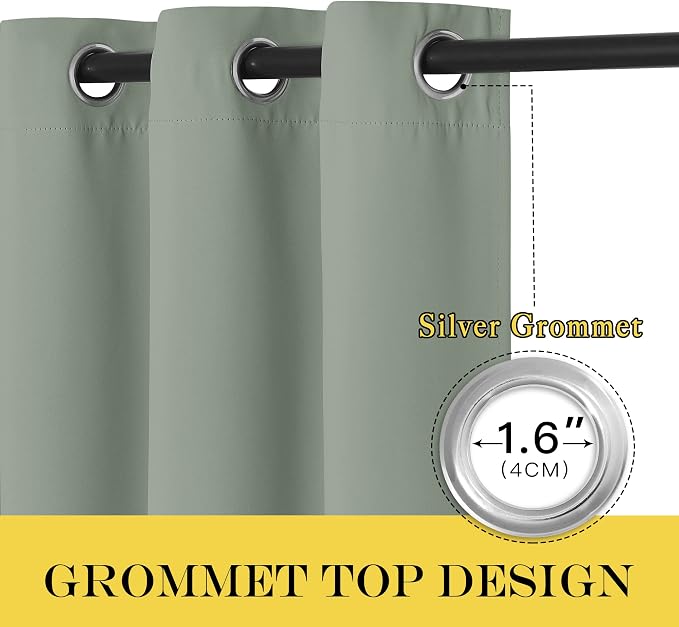 NICETOWN Blackout Sage Green Curtain 90 inch Length - Image 3