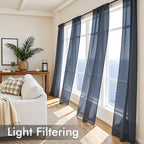 MIULEE Navy Blue Sheer Curtains 90 Inches Long 4 Panels 42 x 90 Inches | Light - Image 4