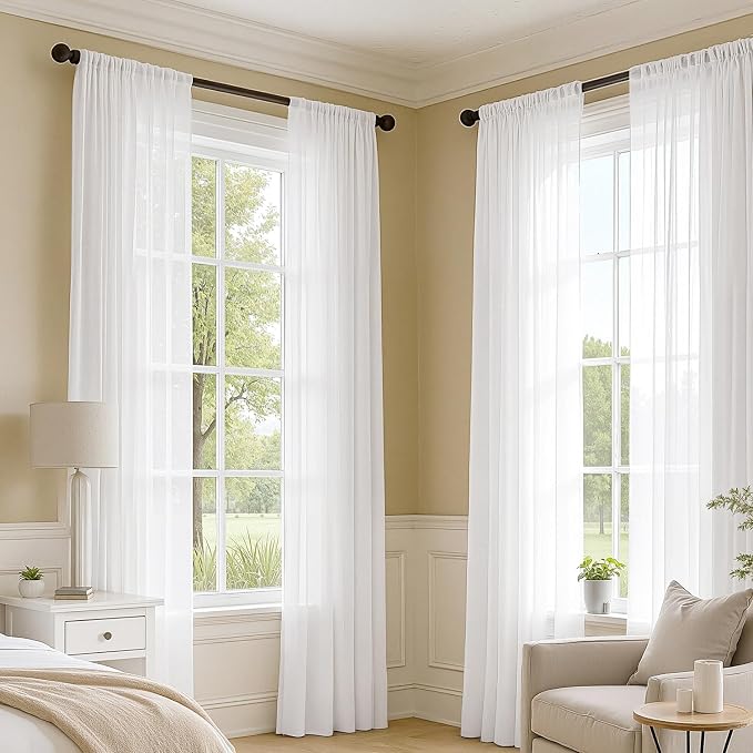 MIULEE White Sheer Curtains 95 Inches Long 4 Panels 42 x 95 Inches | Light - Image 2