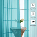 Turquoise Sheer Curtains for Living Room Decor 84 Inches Long 2 Pcs, Light - Image 2