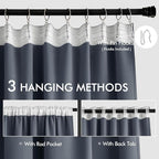 MIULEE Stone Blue Back Tab Blackout Curtains 52x90 Inch Long 2 Panels Set | Rod - Image 3
