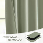 MIULEE Sage Green Back Tab Blackout Curtains 52x108 Inch Long 2 Panels Set | - Image 7