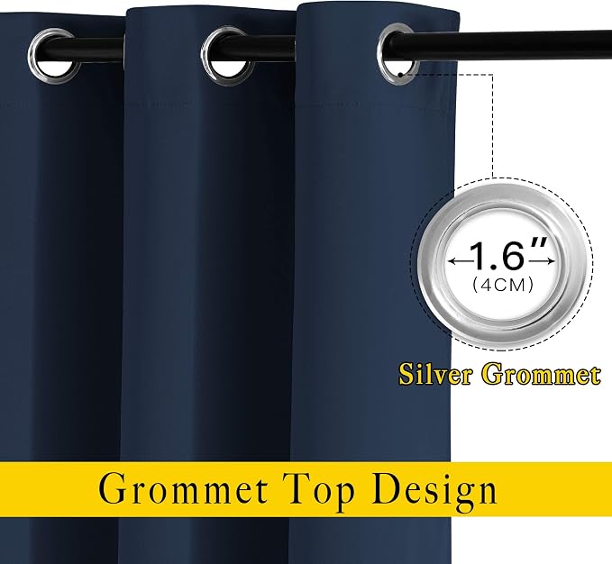 NICETOWN Navy Curtains 96 inches Long, Grommet Thermal Insulated Blackout - Image 2