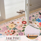 PLHXFR Area Rug 10x14 Living Room: Floral Washable Boho Soft Carpet Beige | - Image 8