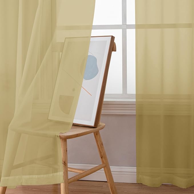 Simplebrand Gold Sheer Tier Curtains - Image 4