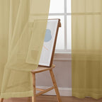 Simplebrand Gold Sheer Curtains 63 Inch Length 2 Panels, Rod Pocket Solid Color - Image 3