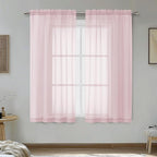 Blush Pink Sheer Curtains 54 Inches Long 2 Panels by OVZME