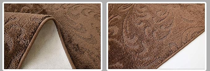 Custom Length Hallway Runner Rug, Slip Resistant, Floral Brown, 26 Inch X 35 - Image 5