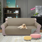 U-NICE HOME 4 Seater Sofa Cover 91''Large Couch Cover, Khaki/Light Grey | - Image 2