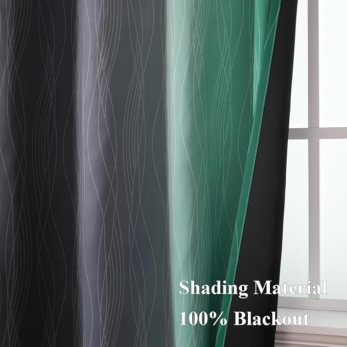 Black and Green Ombre Blackout Curtains 90 Inches Long | Gradient Curtains - Image 5