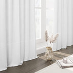 White Linen Curtains 140 Inches Long 2 Panels Set - Image 7