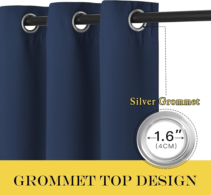 NICETOWN Blackout Navy Blue Curtains 120 inch Length - Image 2