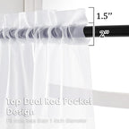 2 Panels White Sheer Curtains 96" Length - Image 3